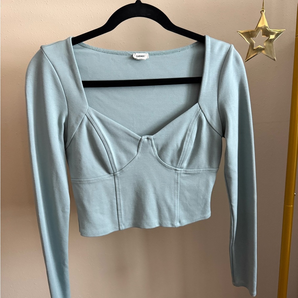 Garage Sky Blue Long Sleeve Crop Top Large